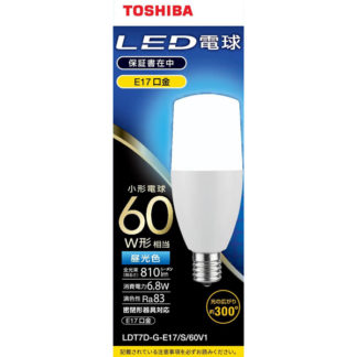 LDT7D-G-E17/S/60V1<BR>LED電球 T形E17 全方向300度 60W形相当 昼光色<BR>㈱東芝（家電）