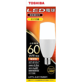 LDT7L-G-E17/S/60V1<BR>LED電球 T形E17 全方向300度 60W形相当 電球色<BR>㈱東芝（家電）