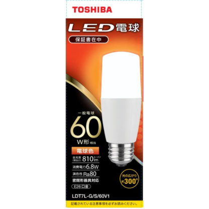 LDT7L-G/S/60V1LED電球 T形E26 全方向300度 60W形相当 電球色㈱東芝（家電）