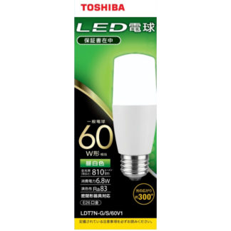 LDT7N-G/S/60V1LED電球 T形E26 全方向300度 60W形相当 昼白色㈱東芝（家電）