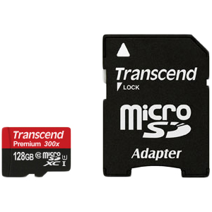 TS128GUSDU1<BR>microSDXCカード 128GB Class10 UHS-I対応 SDカード変換アダプタ付<BR>トランセンドジャパン㈱
