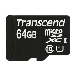 TS64GUSDU1<BR>microSDXCカード 64GB Class10 UHS-I対応 SDカード変換アダプタ付<BR>トランセンドジャパン㈱