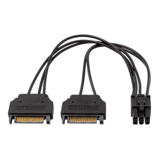 PX-016-BK<BR>PCI Express6ピン用電源変換ケーブル 15cm ブラック<BR>㈱アイネックス