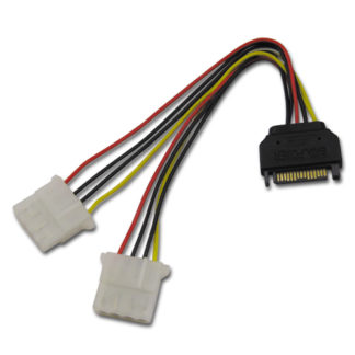 S2-1501D<BR>二股電源ケーブル SATA→大4P 15cm<BR>㈱アイネックス
