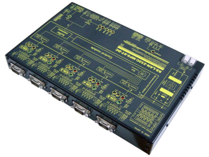 SS-LAN-232C-MP5-ST-DCLAN（Ethernet)/RS232Cマルチプレクサ【絶縁仕様】（DC10-32V仕様）サーバ機能付 1：5ch切換器Comon⇔CH間データ転送経路制御器システムサコム工業㈱