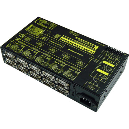 USB-232C-232TW10-AC-UUSB（COM）/RS-232C 10ポート分配/統合ユニット【絶縁タイプ】 AC90～250V仕様 USB/Dsub9P（メス/インチネジ）⇔Dsub9P（オス/インチネジ）x10システムサコム工業㈱