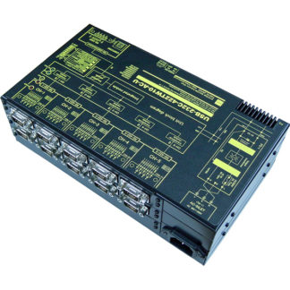 USB-232C-422TW10-AC-U<BR>USB（COMポート）/RS232⇔RS422変換10ポート分配/統合ユニット【絶縁タイプ】 USB/Dsub9P（メス/インチネジ）⇔Dsub9P（オス/インチネジ）x10（AC90-250V仕様）<BR>システムサコム工業㈱