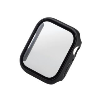 AW-22AFCGOBK<BR>Apple Watch Series 8/7 45mm用フルカバーケース/プレミアムガラス/ゴリラ/高透明/ブラック<BR>エレコム㈱