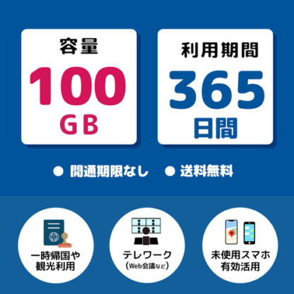 20221109-100365プリペイドSIM 100GB 365日 ドコモ㈱モバイル・プランニング