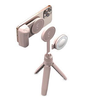 GLP-BE-PK-EFSnapGrip オールインワンキット MagSafe対応モバイルバッテリー内蔵カメラグリップ LEDリングライト セルフィースティック＆三脚 キャリングケース付き シャンパンＳｈｉｆｔＣａｍ