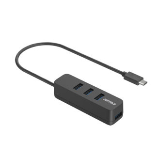 BSH4U320C1BK<BR>USB-C 3.2 Gen1 バスパワー上挿しハブ 磁石付 ブラック<BR>㈱バッファロー（サプライ）