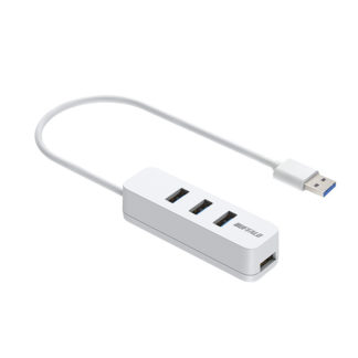 BSH4U320U3WH<BR>USB-A 3.2 Gen1 バスパワー上挿しハブ 磁石付 ホワイト<BR>㈱バッファロー（サプライ）