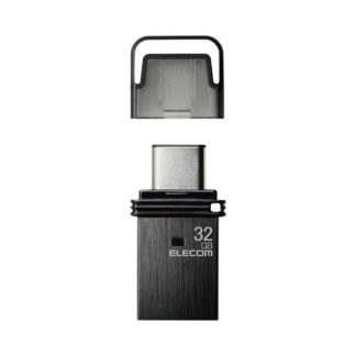 MF-CAU32032GBK<BR>USBメモリ/USB3.2(Gen1)/Type-C/キャップ式/32GB/ブラック<BR>エレコム㈱
