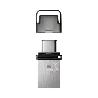 MF-CAU32128GSV<BR>USBメモリ/USB3.2(Gen1)/Type-C/キャップ式/128GB/シルバー<BR>エレコム㈱
