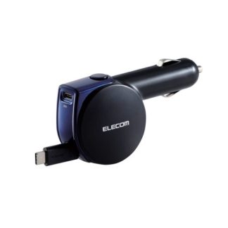 MPA-CCCPD02BK<BR>シガーチャージャー/最大35W/USB-Cケーブル/巻取り式リールタイプ/90cm/15W/USB-Cポート/USB Power Delivery/20W/ブラック<BR>エレコム㈱