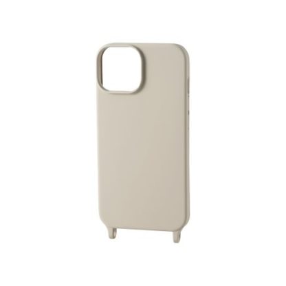 PM-A22AHVSCSHGYiPhone 14/13用ハイブリッドシリコンケース/スマホショルダーストラップホール付き/グレージュエレコム㈱