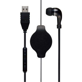 UHP-K01/BKコントローラー付 巻取り式 片耳イヤホン USBタイプ ブラック㈱ミヨシ