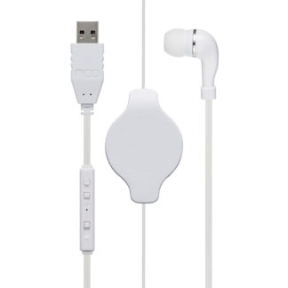 UHP-K01/WHコントローラー付 巻取り式 片耳イヤホン USBタイプ ホワイト㈱ミヨシ