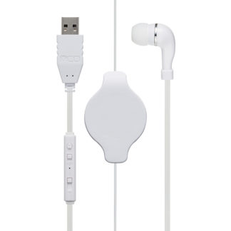 UHP-K01/WH<BR>コントローラー付 巻取り式 片耳イヤホン USBタイプ ホワイト<BR>㈱ミヨシ