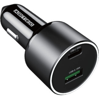 ACPD-V100AC-wC20U2<BR>Power Delivery対応 シガーソケットタイプ充電器/100W/USB Type-A 1ポート/Type-C 1ポート/ブラック & 2m Type-C to Cケーブルセット<BR>㈱アドテック