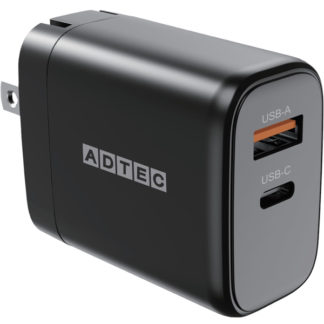 APD-V065AC-BK<BR>Power Delivery対応 GaN AC充電器/65W/USB Type-A 1ポート/Type-C 1ポート/ブラック<BR>㈱アドテック