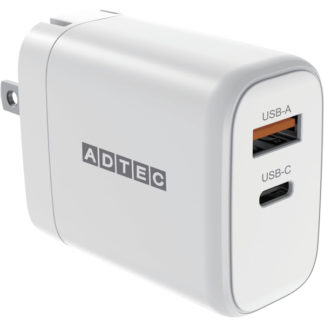 APD-V065AC-WHPower Delivery対応 GaN AC充電器/65W/USB Type-A 1ポート/Type-C 1ポート/ホワイト㈱アドテック