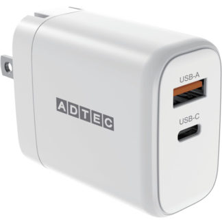 APD-V065AC-WH<BR>Power Delivery対応 GaN AC充電器/65W/USB Type-A 1ポート/Type-C 1ポート/ホワイト<BR>㈱アドテック