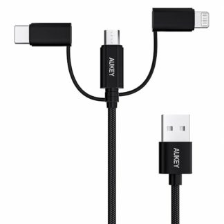 CB-BAL9-BK<BR>ケーブル Impulse 3-in-1 [USB Type-A to Lightning/USB Type-C/micro USB] 1m ブラック<BR>ＡＵＫＥＹ