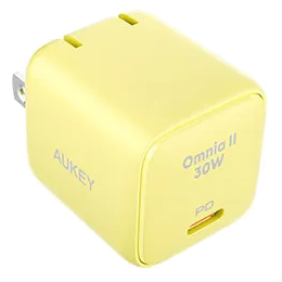 PA-B1L-YL<BR>USB充電器 Omnia II 30W PD対応 折りたたみ式 [USB-C 1ポート] イエロー<BR>ＡＵＫＥＹ