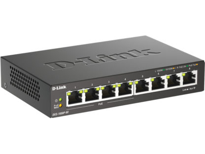 DGS-1008P-80/A1ギガビットアンマネージドスイッチ、PoE+対応(最大80W給電)、10/100/1000BASE-Tポート×8 (内PoE+×4)、外部電源、メタル筐体、リミテッドライフタイム保証対象ディーリンクジャパン㈱