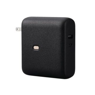 DE-AC07-10000BK<BR>モバイルバッテリー/リチウムイオン電池/AC一体型/おまかせ充電対応/USB Power Delivery対応/20W/10000mAh/USB-C出力1ポート/USB-A出力1ポート/PSE適合/ブラック<BR>エレコム㈱