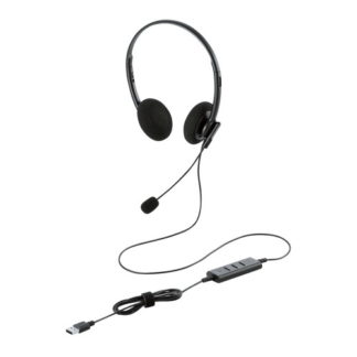 HS-HP103UNCBK<BR>有線イヤホン/デュアルマイクノイズリダクション/軽量/ミュート・ボリューム手元スイッチ/USB-A/両耳/ブラック<BR>エレコム㈱