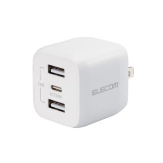 MPA-ACCP4032WH<BR>AC充電器/USB充電器/USB Power Delivery対応/32W/USB-C1ポート/USB-A2ポート/スイングプラグ/ホワイト<BR>エレコム㈱