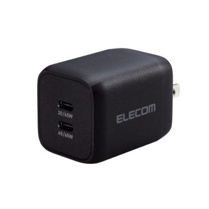 MPA-ACCP4365BKAC充電器/USB充電器/USB Power Delivery対応/PPS対応/Quick Charge 3.0対応/65W/USB-C2ポート/スイングプラグ/ブラックエレコム㈱