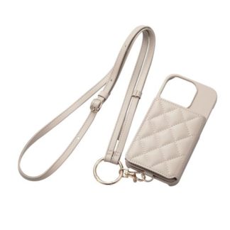 PM-A22CPLOSS2BE<BR>iPhone 14 Pro用オープンソフトレザーケース/ショルダーストラップ付き/カードポケット付き/コインケース付き/グレージュ<BR>エレコム㈱
