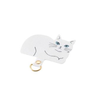 P-STHD1AMCATW<BR>ストラップホールシート/アニマルタイプ/シロネコ/1口タイプ/1枚入り<BR>エレコム㈱