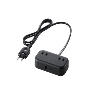 T-U04-2210BK<BR>USBタップ/USB Type-C×1(最大20W)/USB-A×1(最大12W)/最大出力20W/AC差込口×2/1.0m/ブラック<BR>エレコム㈱