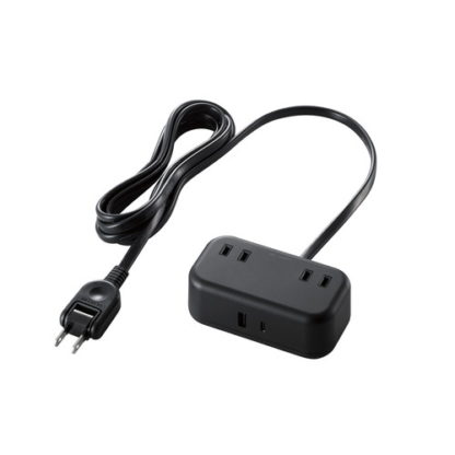 T-U04-2220BKUSBタップ/USB Type-C×1(最大20W)/USB-A×1(最大12W)/最大出力20W/AC差込口×2/2.0m/ブラックエレコム㈱