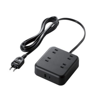 T-U04-4220BK<BR>USBタップ/USB Type-C×1(最大20W)/USB-A×1(最大12W)/最大出力20W/AC差込口×4/2.0m/ブラック<BR>エレコム㈱