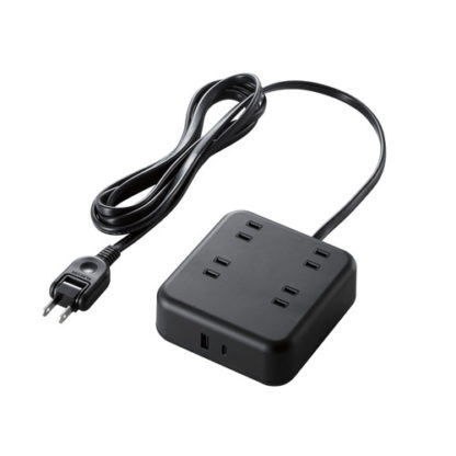 T-U04-4220BKUSBタップ/USB Type-C×1(最大20W)/USB-A×1(最大12W)/最大出力20W/AC差込口×4/2.0m/ブラックエレコム㈱