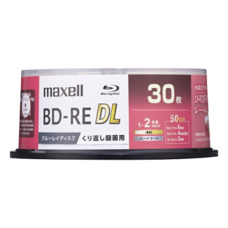 BEV50WPG.30SP<BR>録画用 BD-RE DL 標準260分 2倍速 ワイドプリンタブルホワイト 30枚スピンドルケース<BR>マクセル㈱