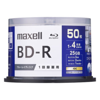 BRV25WPG.50SP<BR>録画用 BD-R 標準130分 4倍速 ワイドプリンタブルホワイト 50枚スピンドルケース<BR>マクセル㈱
