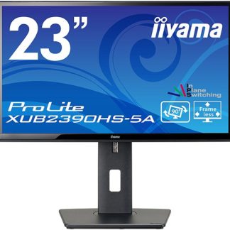 XUB2390HS-B5A<BR>液晶ディスプレイ 23型/1920×1080/D-SUB、DVI、HDMI/ブラック/スピーカー：あり/IPSパネル/昇降/回転<BR>㈱マウスコンピューター／ｉｉｙａｍａ