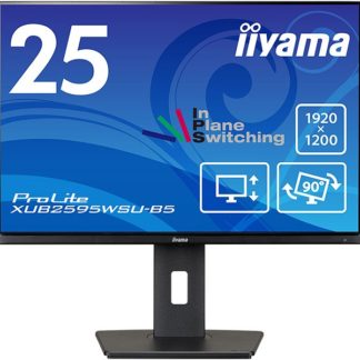 XUB2595WSU-B5<BR>液晶ディスプレイ 25型/1920×1200/D-sub、HDMI、DisplayPort/ブラック/スピーカー：あり/IPSパネル/昇降/回転<BR>㈱マウスコンピューター／ｉｉｙａｍａ