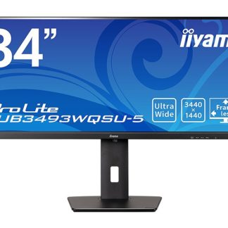 XUB3493WQSU-B5<BR>液晶ディスプレイ 34型/3440×1440/HDMI、DisplayPort/ブラック/スピーカー：あり/IPS方式/昇降<BR>㈱マウスコンピューター／ｉｉｙａｍａ