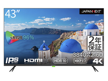 JN-HDR432IPS4K液晶ディスプレイ/43型/3840×2160/HDMI×3、USB×1/ブラック/スピーカー：有㈱ＪＡＰＡＮＮＥＸＴ