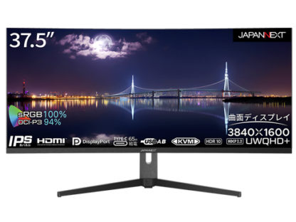 JN-IPSC375UWQHDPR-H-C65W液晶ディスプレイ/37.5型/3840×1600/HDMI×1、DP×1、USB Type-C×1/ブラック/スピーカー：有㈱ＪＡＰＡＮＮＥＸＴ