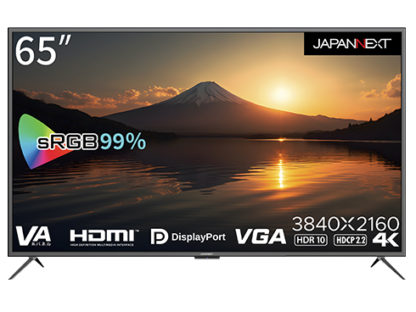 JN-V6500UHDR-N液晶ディスプレイ/65型/3840×2160/HDMI×3、DP×1、VGA×1/ブラック/スピーカー：有㈱ＪＡＰＡＮＮＥＸＴ