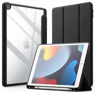 MDS-TPUCIP102FLBK3<BR>iPad 10.2（第9・8・7世代）対応 耐衝撃フラップケース ブラック（背面クリア）<BR>㈱エムディーエス