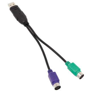 ADV-108C<BR>PS/2変換ケーブル ミニDIN6メス×2→USB Aタイプオス<BR>㈱アイネックス